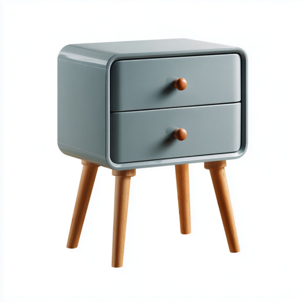 Green bedside table with open shelf and single drawer dimensions 30 x 30 x 40cm