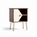 Wooden nightstand with closed storage and open shelf 50 x 40 x 60cm