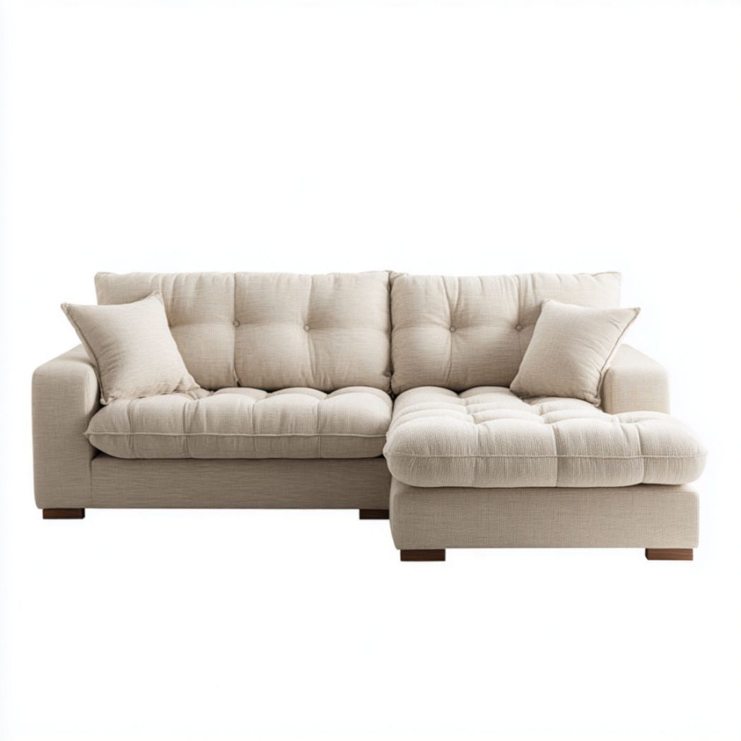 Sectional sofa with chaise lounge in dark gray fabric 220 x 90 x 85cm