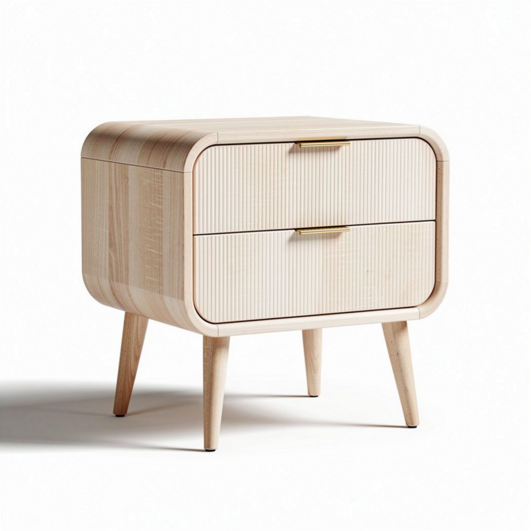 Wooden nightstand with two drawers and minimalist design 40 x 30 x 40cm
