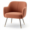 Upholstered accent chair in terracotta fabric with metal legs 70 x 70 x 80cm
