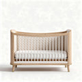 Wooden baby crib with padded interior and dimensions 90 x 60 x 80cm