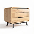 Wooden nightstand with two drawers and metal legs 60 x 40 x 40cm