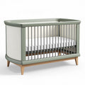 Modern convertible crib with wooden frame and removable fabric panels 130 x 70 x 90cm
