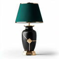 Table lamp with black ceramic base and green fabric shade 30 x 20 x 50cm
