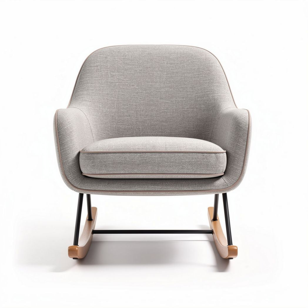 Rocking chair with tufted velvet upholstery in black 70 x 80 x 90cm