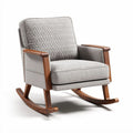 Rocking chair with gray fabric upholstery and wooden frame 80 x 70 x 90cm