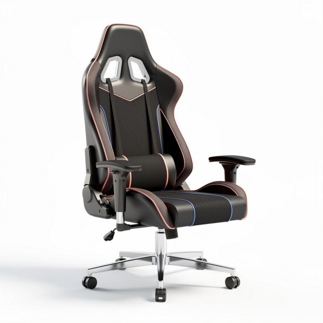 Racing style ergonomic gaming chair with mesh fabric and adjustable height