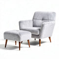 Fabric armchair with ottoman in light gray color dimensions 80 x 70 x 90cm